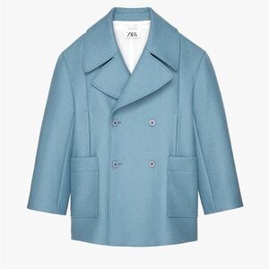 Oversized Double Breasted Coat Blue